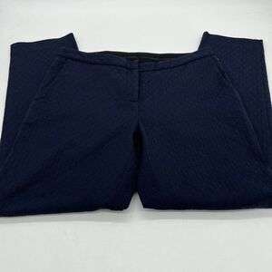 Theory Women's Navy Blue Stretch Wool Crop Trousers Pants Size 4 Textured